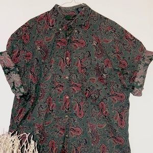 RETRO Paisley Print Button Up